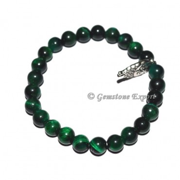 Owl Charm Green Tiger Eye Bracelets