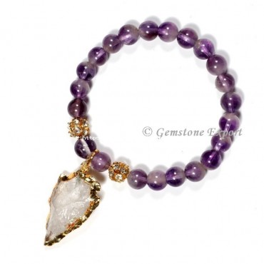 Amethyst Gemstone Bracelets With Arrowhead