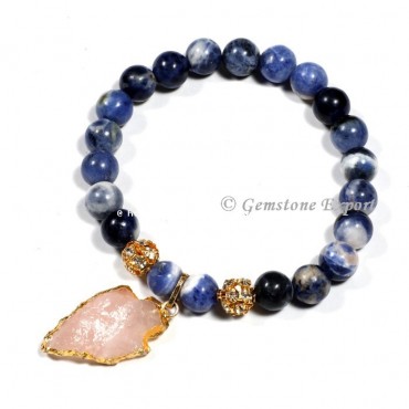 Sodalite Gemstone Bracelets With Rose Quartz Arrowhead