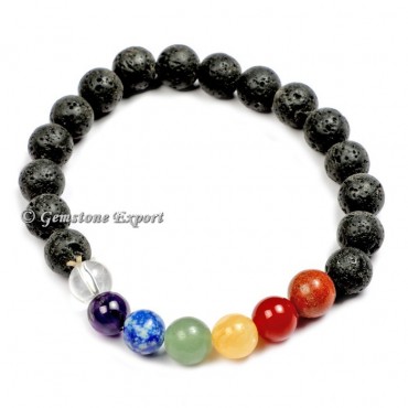 Lava With Seven Chakra Gemstone Bracelets