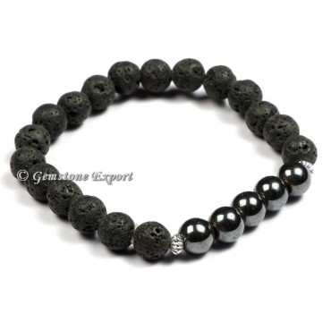 Lava With Black Tourmaline Gemstone Bracelets