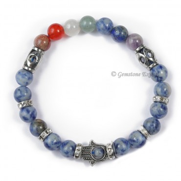 Seven chakra Hamsa Bracelet with Sodalite