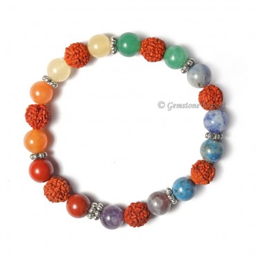 Combo Seven Chakra Bracelet With Rudraksha