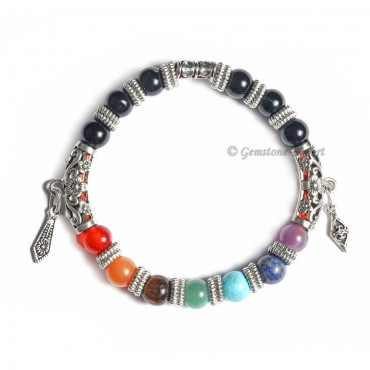 7 Chakra Bracelet with Black Tourmaline