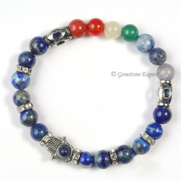 7 Chakra Hamsa Bracelet With Lapis Lazuli