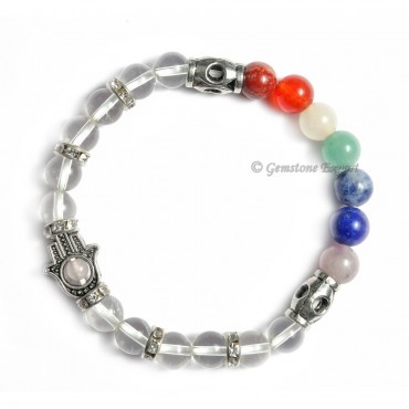 7 Chakra Hamsa  Bracelet With Crystal