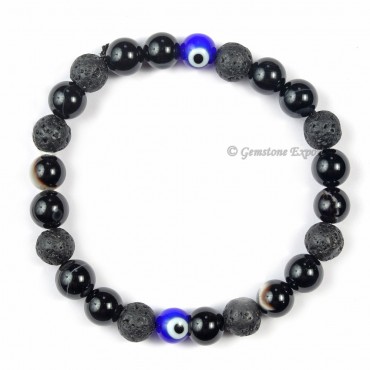 Combo Black Obsidian With Evil Eye 2 Beads