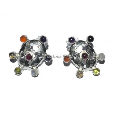 Oval Shape 7 Chakra Earrings