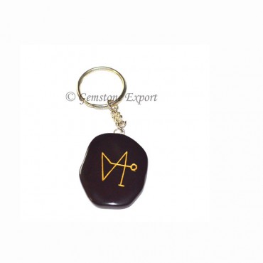 Black Agate Unshape Arch Angel keychain