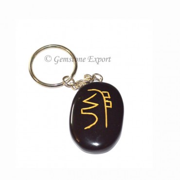 Black Agate Oval Dokomio Keychain