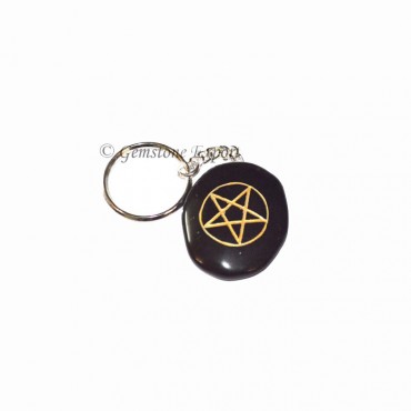 Black Agate Pentagram Keychain