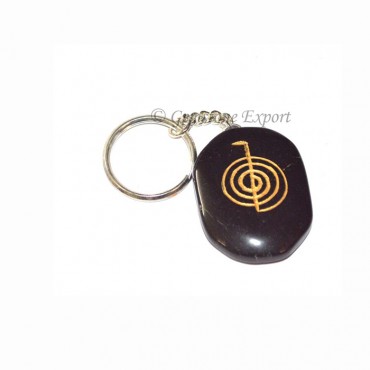 Black Agate Choko Reiki Keychain