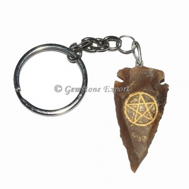 Pentagram Arrowheads Engraved Keychain