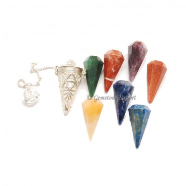 Triquetra Chakra Faceted Cage Pendulums