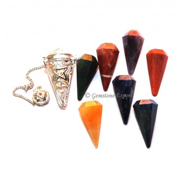 Pentagram Chakra Cage Faceted Pendulums