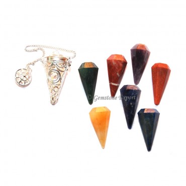 Seven Chakra Reiki Faceted Pendulums