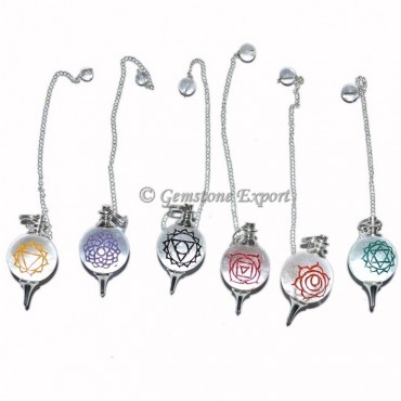 Crystal Ball Pendulum  Engraved Chakra