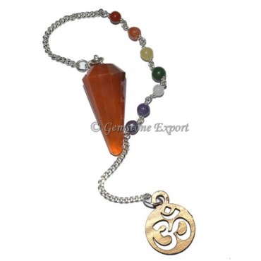 Carnelian 12 Faceted Pendulum With 7 Chakra Chain