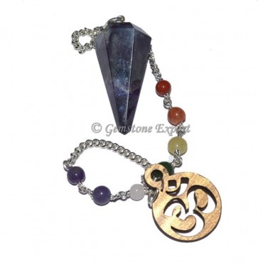 Amethyst 6 Faceted Pendulum With 7 Chakra Chain