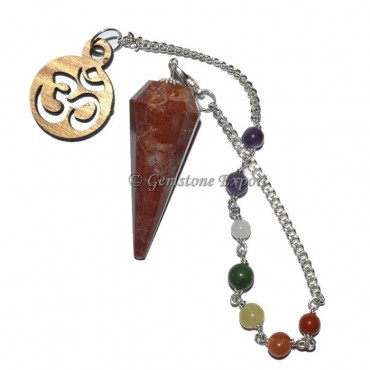 Red Jasper 12 Faceted Pendulum With 7 Chakra Chain