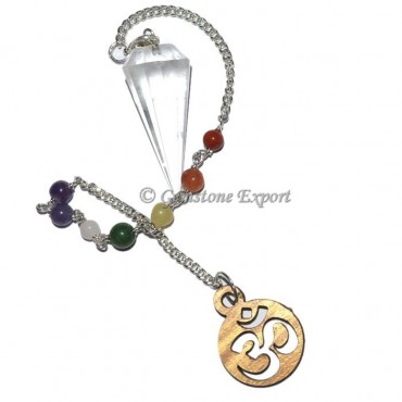 Crystal Quartz 12 Faceted Pendulum With 7 Chakra C