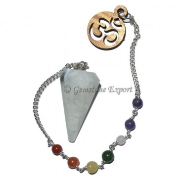 Rainbow Moonstone 12 Faceted Pendulum With 7 Chakr