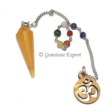 Golden Quartz  12 Faceted Pendulum With 7 Chakra C