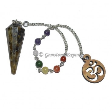 Labradorite 12 Faceted Pendulum With 7 Chakra Chai