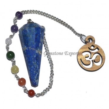 Lapis Lazuli 12 Faceted Pendulum With 7 Chakra Cha