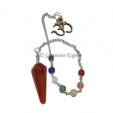 Carnelian Faceted Pendulum With Chakra Chain