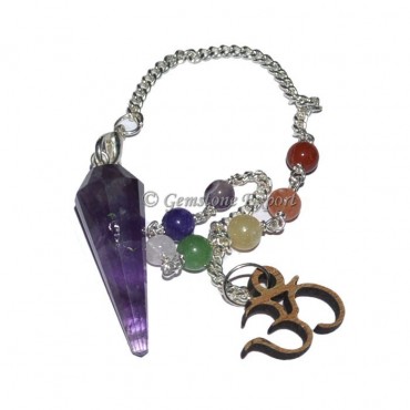 Amethyst Chakra Pendulum With 7 Chakra Chain