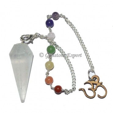 Indian Crystal Quartz Pendulum With Chakra Chain