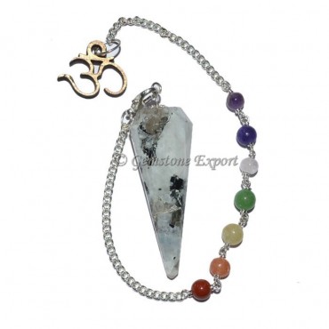 Rainbow Moonstone Pendulum With Chakra Chain