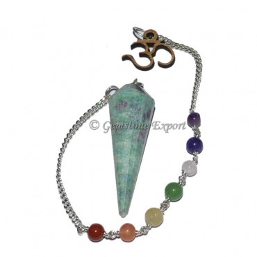 Ruby Zoisite Pendulum With Seven Chakra Chain