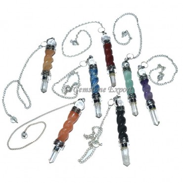 Twisted Spiral Seven Chakra Pendulum