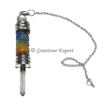 Twisted 7 Chakra Bonded Pendulum