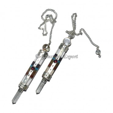 Crystal Quartz Bonded Seven Chakra 3 Pcs Pendulum