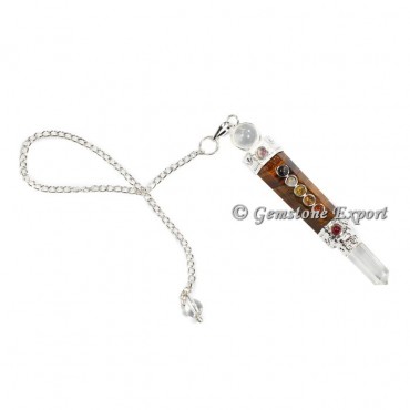 Tiger Eye With Crystal Quartz Seven Chakra Pendulums