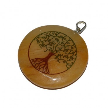 Tree Of Life Golden Quartz Printed Stones