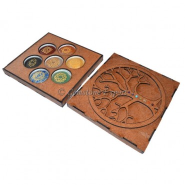 Flower Of life Seven Chakra Engraved Box