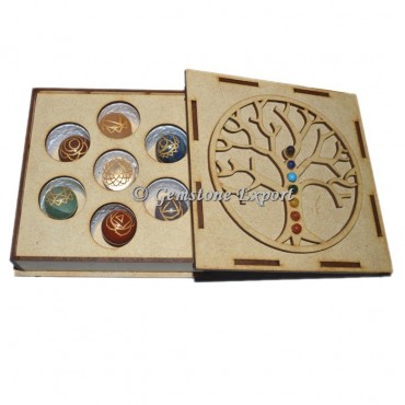 Chakra Ball Set  With Tree OF Life Wooden Gift Box