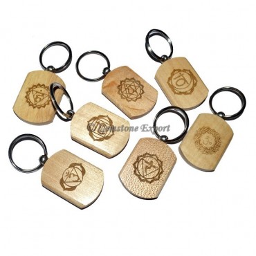 Wooden Chakra Engraved Keychain Set