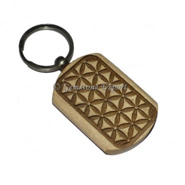 Flower Of Life Wooden Keyring