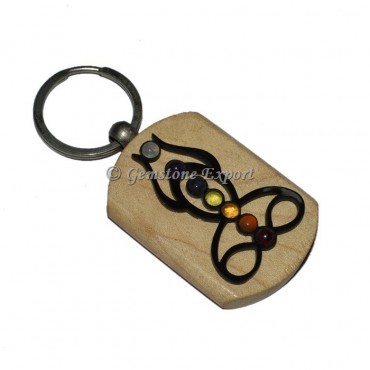 Wooden Keyring With Buddha Seven Chakra