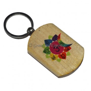 Printed Seven Chakra Wooden Keyring