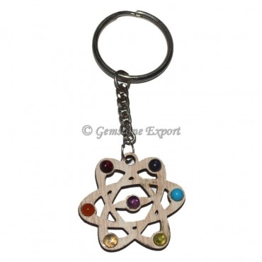 Galaxy Seven Chakra Wooden Keychain