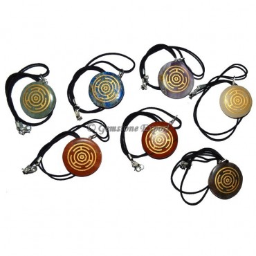 Wheel Chakra Engraved Disc Pendants