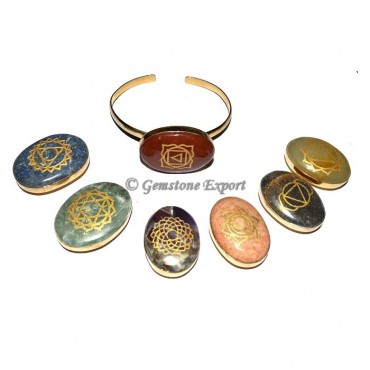 Chakra Engraved Oval Bangle Set