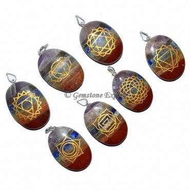 Bonded Chakra Oval Engraved Pendants