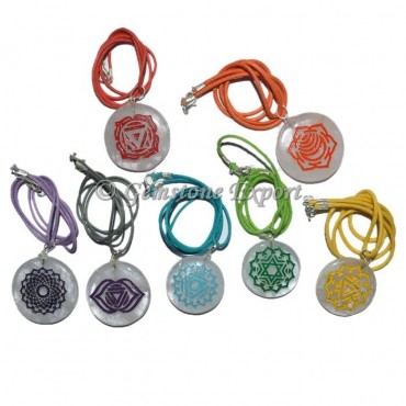 Engraved Seven Chakra Crystals Pendant set